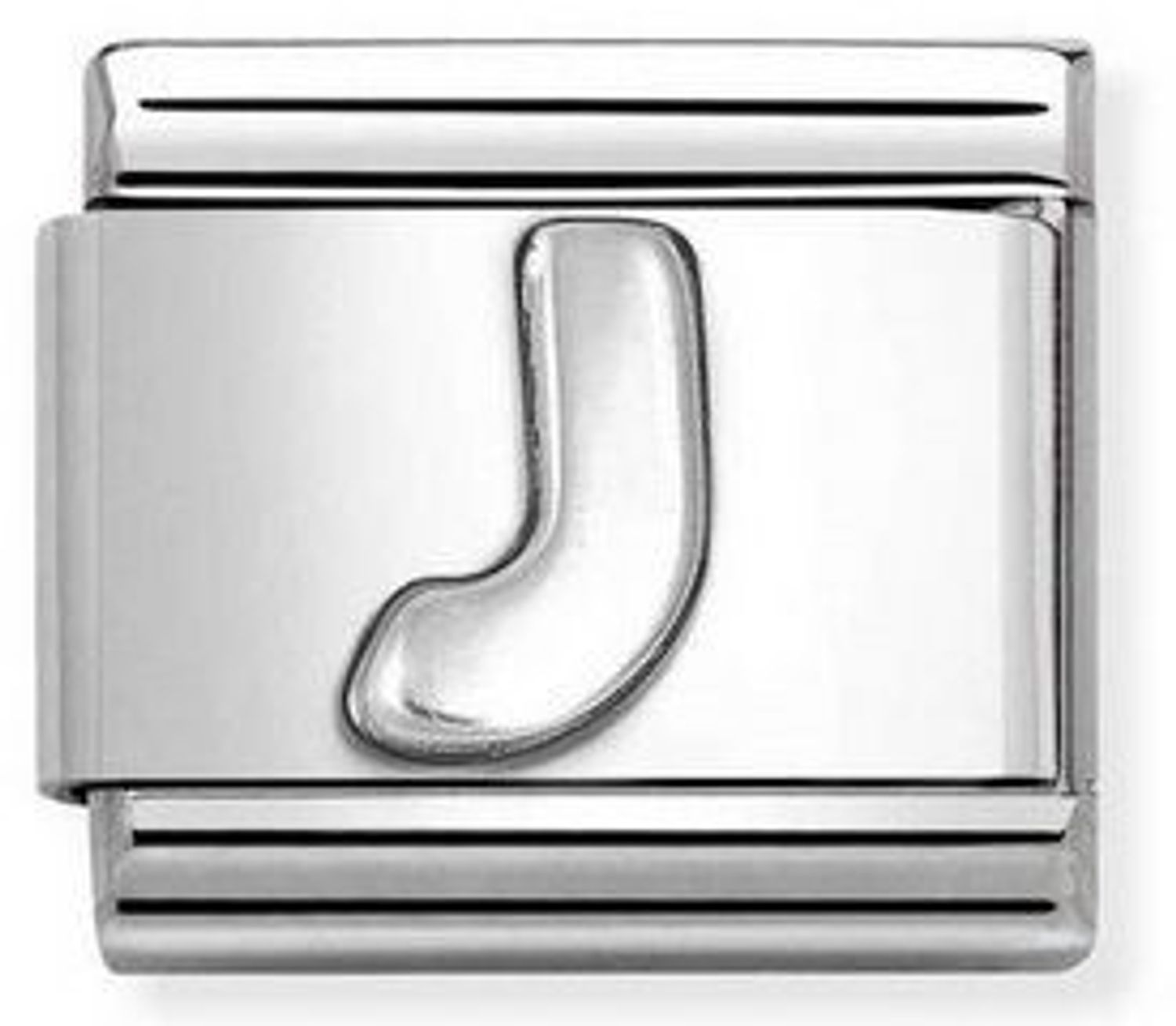 Nomination - Link Srebro 'Literka J' 330113 10. Ponadczasowa biżuteria, pozwalająca każdej kobiecie skomponować bransoletkę wedle własnych upodobań, a następnie modyfikować ją poprzez dodawanie i zmienianie kolejnych elementów. Charms N.jpg